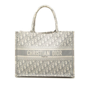 Pre-Loved Dior Medium Oblique Embroidered Canvas Book Tote